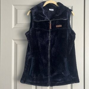 Columbia Women’s‎ Fuzzy Cowl Neck Vest Navy Blue Size Medium